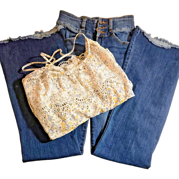 Free people sage floral tank top S Boho Camisole Adjustable straps - Picture 7 of 16